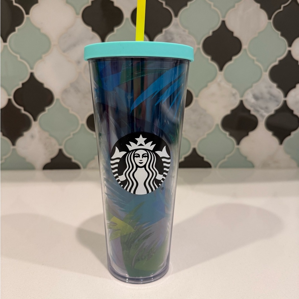 New Starbucks Hawaii Multicolor Tumbler with Lid and Straw